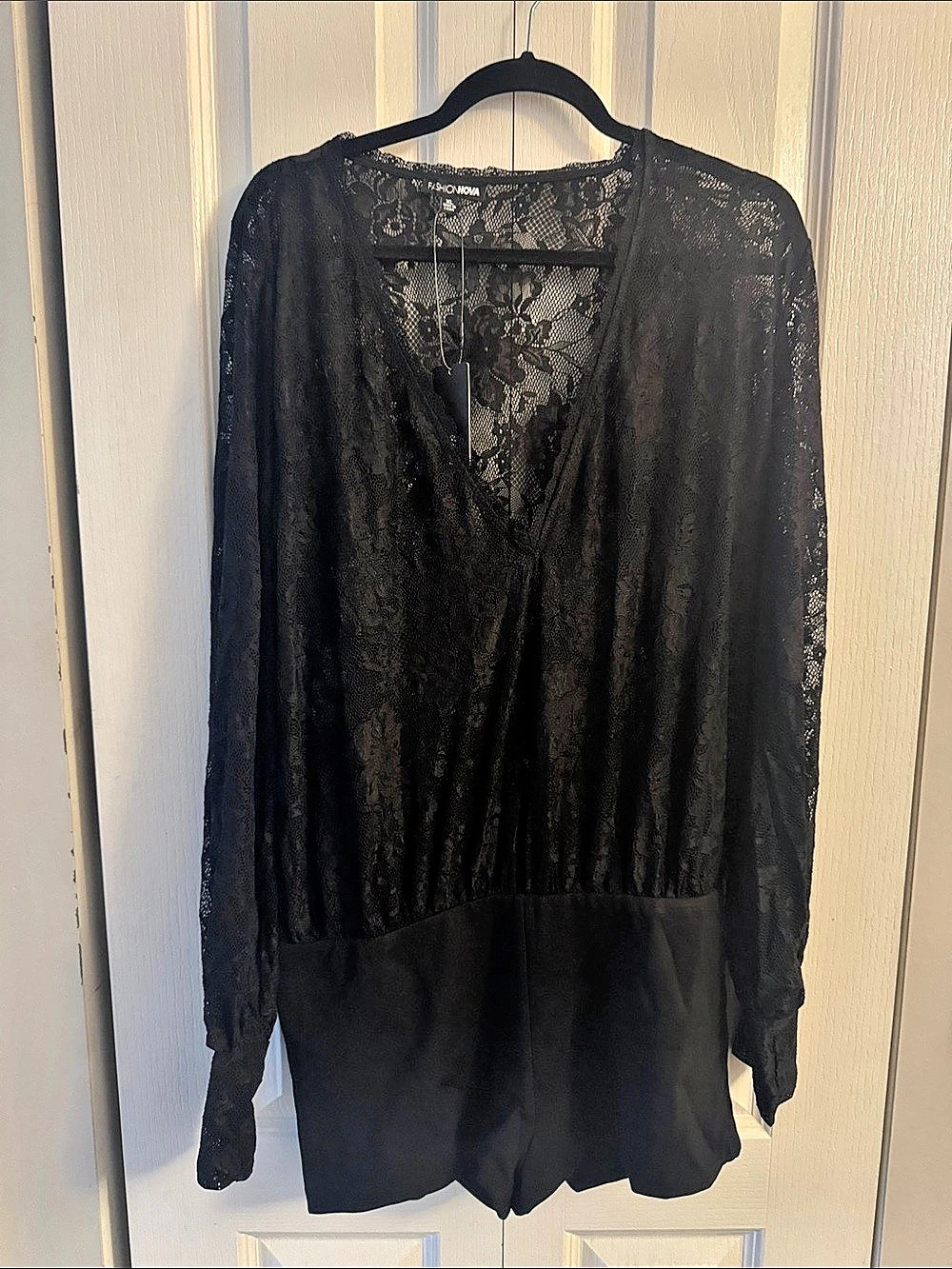Fashion Nova Victoria Lace Romper Black
